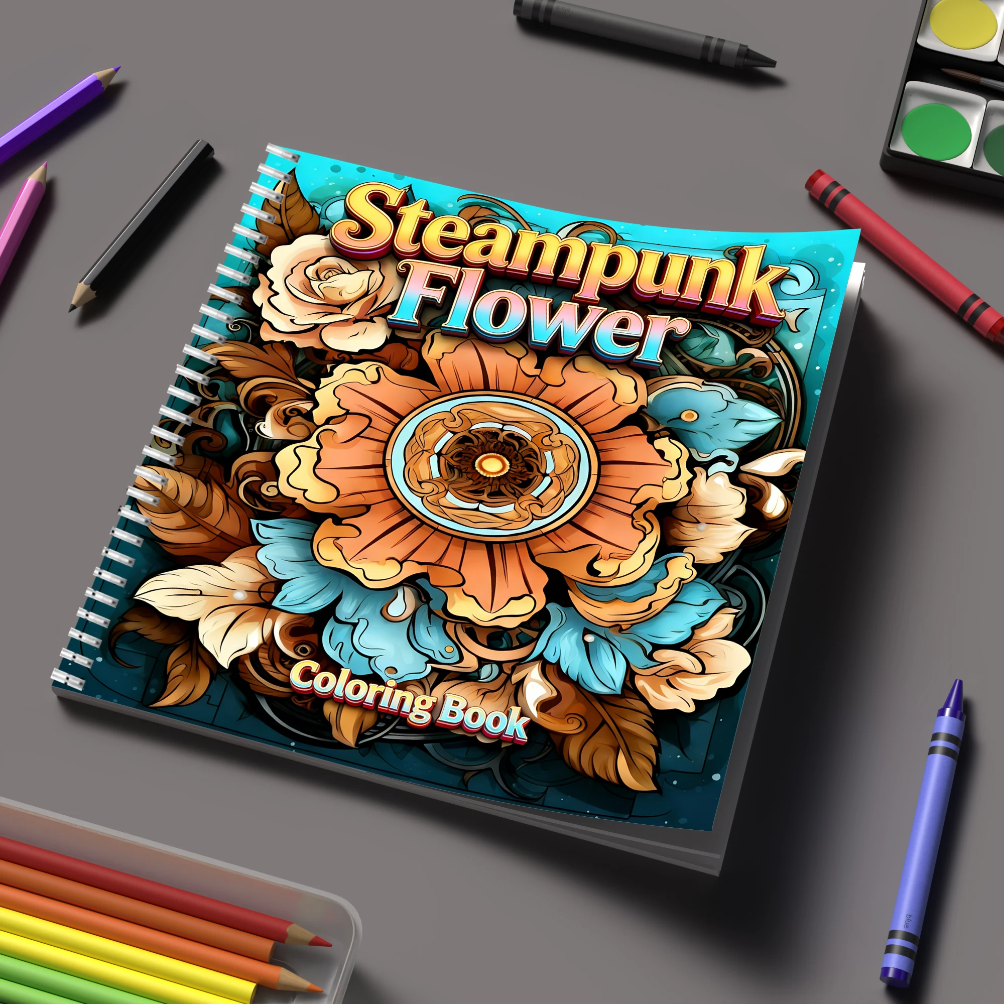 Supply Event - Coloring Book Steampunk Flowers for Adult