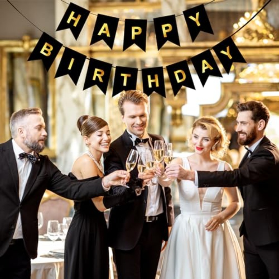 Happy Birthday Banner,Pre-Stru - Party Banner Gold review and price