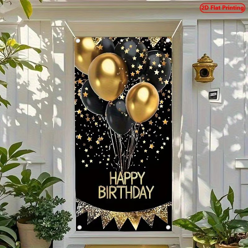 2D Door Banner, 1 Elegant Blac - Party Banner Gold review and price