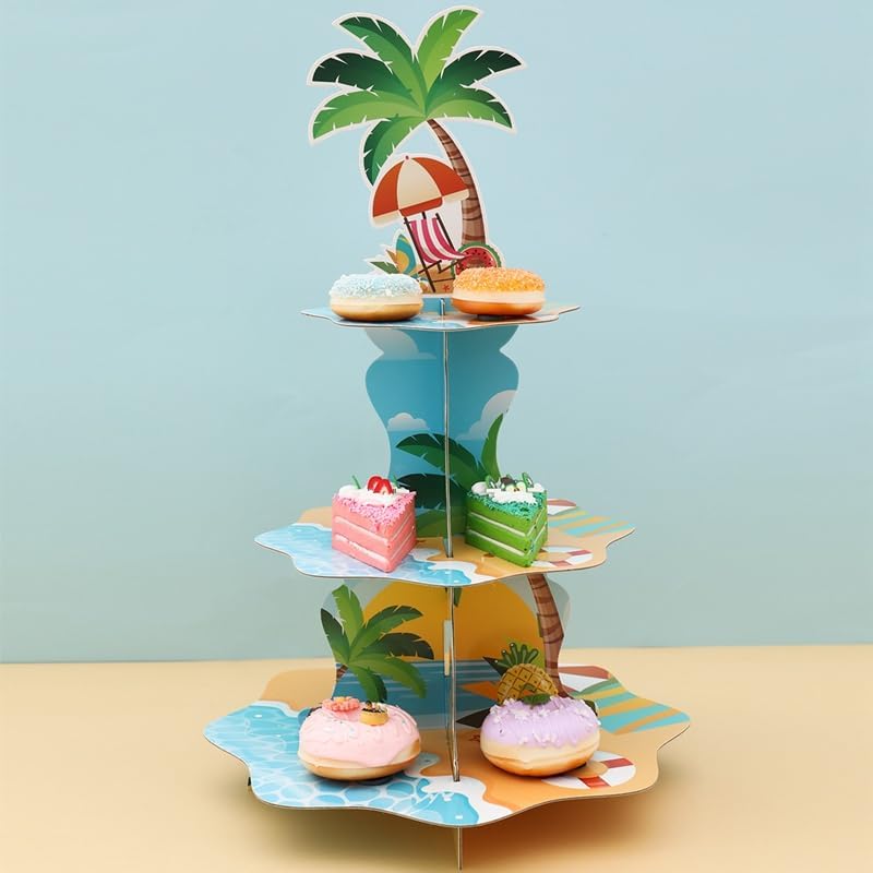 3 Tier Hawaiian Beach Cupcake  - Cupcake Stand Tier review and price