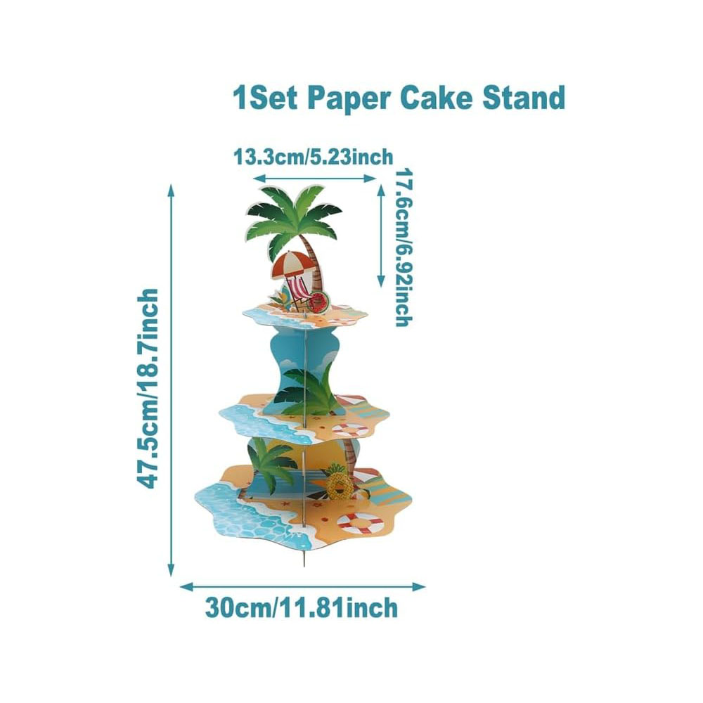 3 Tier Hawaiian Beach Cupcake  - Cupcake Stand Tier review and price