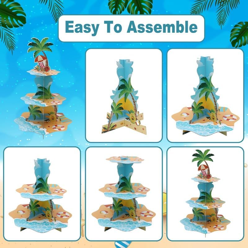 3 Tier Hawaiian Beach Cupcake  - Cupcake Stand Tier review and price